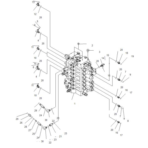 Excavatrice Control Valve, valve hydraulique de PC220-7 MCV de la distribution 723-46-20502