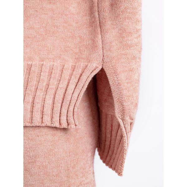 Women s Pullover with Pullover Closure and Hand Wash Care Instructions High necked knitted sweater and pants set