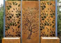 Decoraciones de jardín de acero corten diseño de árbol de roble, paneles de cerca cortados con láser