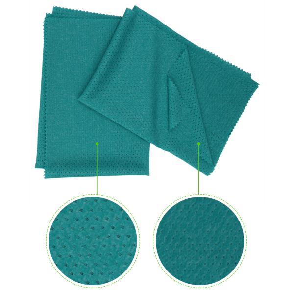 Heather Green Cationic Jacquard Jersey Knit Fabric Soft With Butterfly Holes