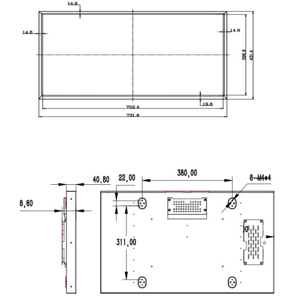 32Inch FHD Lcd High Brightness Tft Display Commercial 2000Nits Tft Lcd Digital Color Monitor