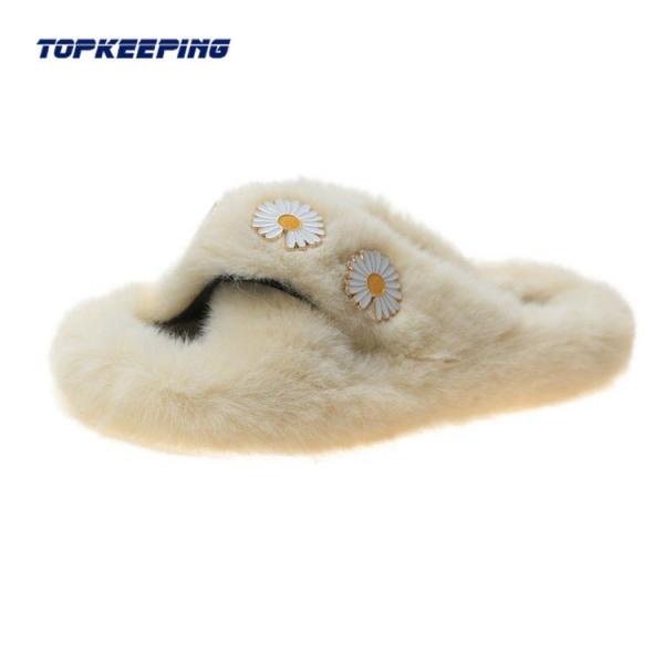 1D0018 Handmade Lady Fur Open-toe Fluffy Slipper For Woman