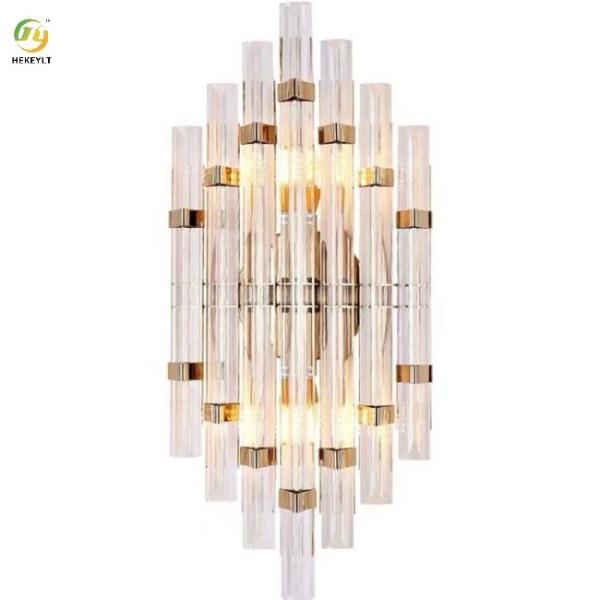 E14 Luzes de parede de cristal modernas douradas e transparentes Projeto criativo para decoração de casa