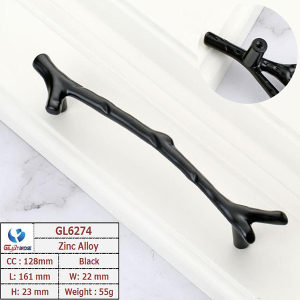 Wardrobe North European forest  Drawer Handles And Knobs 96mm Black Dresser Pulls Grey Furniture Handles