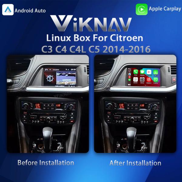 Boîtier d'interface Linux Viknav pour Citroën C3 C4 C4L C5 2014-2016 CarPlay sans fil