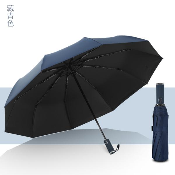 Personalized Logo Printed Auto Open 3 Fold Business Umbrella with Rubber Coated Handle