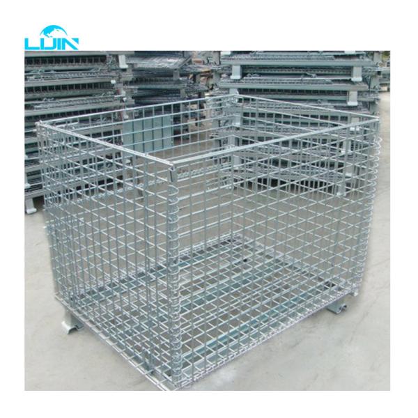 Fio empilhável industrial resistente Mesh Pallet Cage Foldable Steel Mesh Box