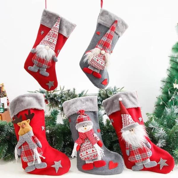 Christmas Stockings Unique 3D Gnomes Xmas Stockings Santa Claus Fireplace Hanging Stockings for Christmas Ornaments