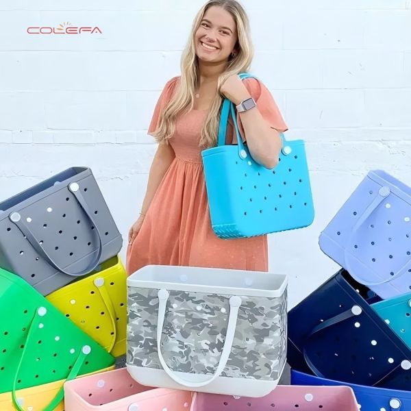 Colefa EVA Beach Storage Tote Bag Large Capacity Waterproof Durable Mesh Beach Bag Travel Handheld Beach Tote in-Stock Wholesale