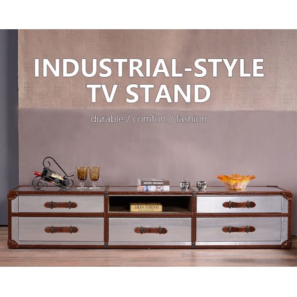 Nidea #6802 Industrial Style 5-Drawer Aluminum TV Cabinet Designer Personality Metal Storage for Hotel & Living Room Manufactured Furniture