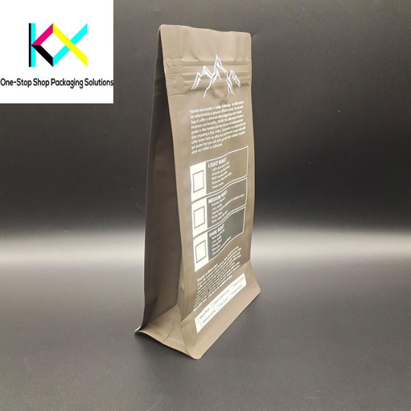 Customized Logo Flat Bottom Box Pouches Coffee Bags With Valve 130um