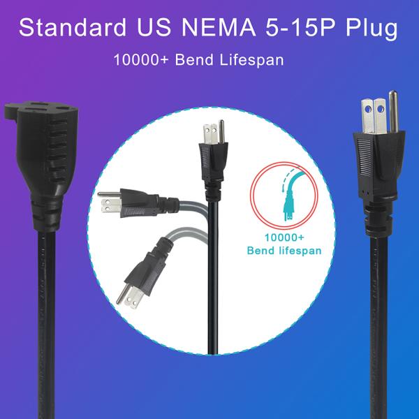 Шнур питания разветвитель NEMA 5-15P на 3x5-15R, 3 фута, 16AWG, резиновая оболочка