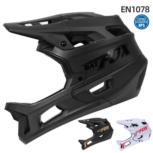 Adult BMX Full Helmet Downhill Off Road Integrated Anti Drop Anti Glare Hat Brim Full Face Helmet Black