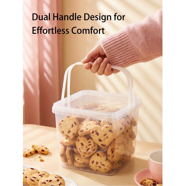 5L Plastic Square Bucket With Dual Handle and Lid Food Grade PP Container