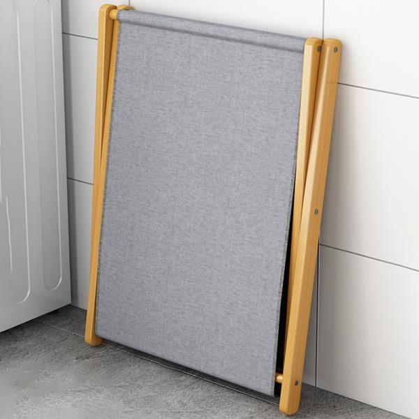 Bathroom Standing Type Collapsible Laundry Basket with Removable Bag Wood Dirty Clothes Storage Organizer X Frame Hamper