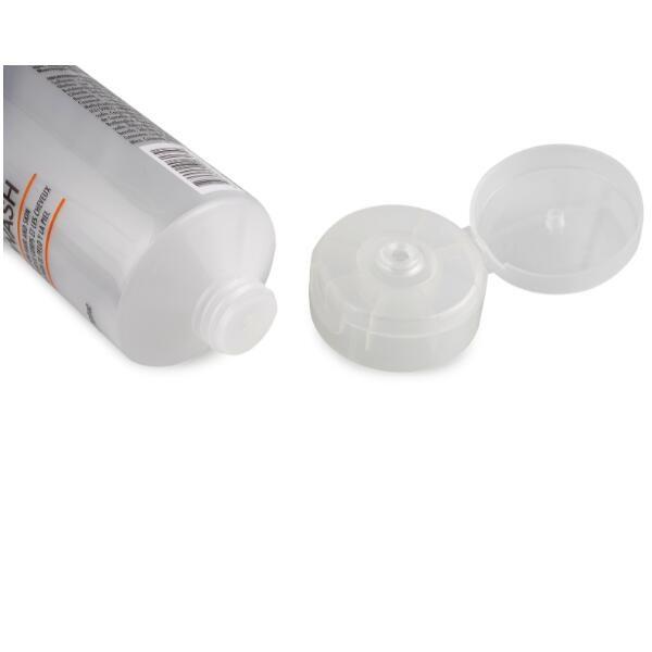 Белая косметическая мягкая пластиковая трубка лосьона тела ярлыка трубки с крышкой сальто верхней