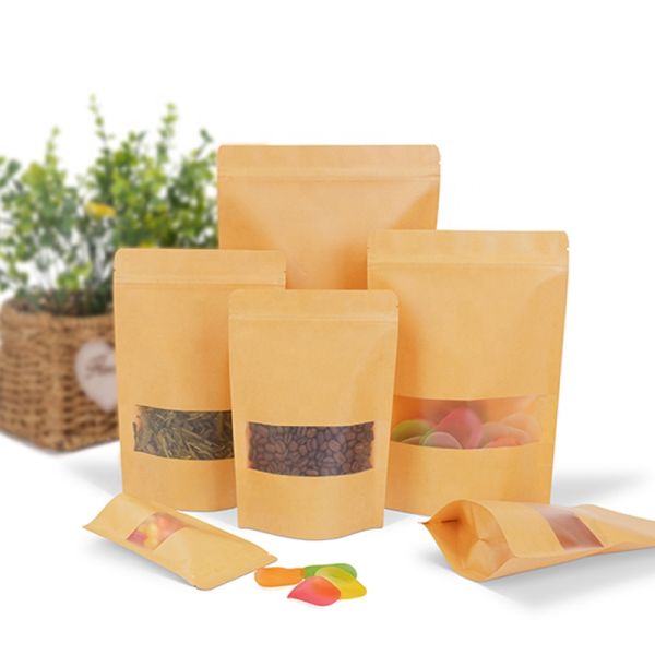 Food Grade Self-Sealing Resealable Tea Kraft Paper Bag Degradable Plastic Bag