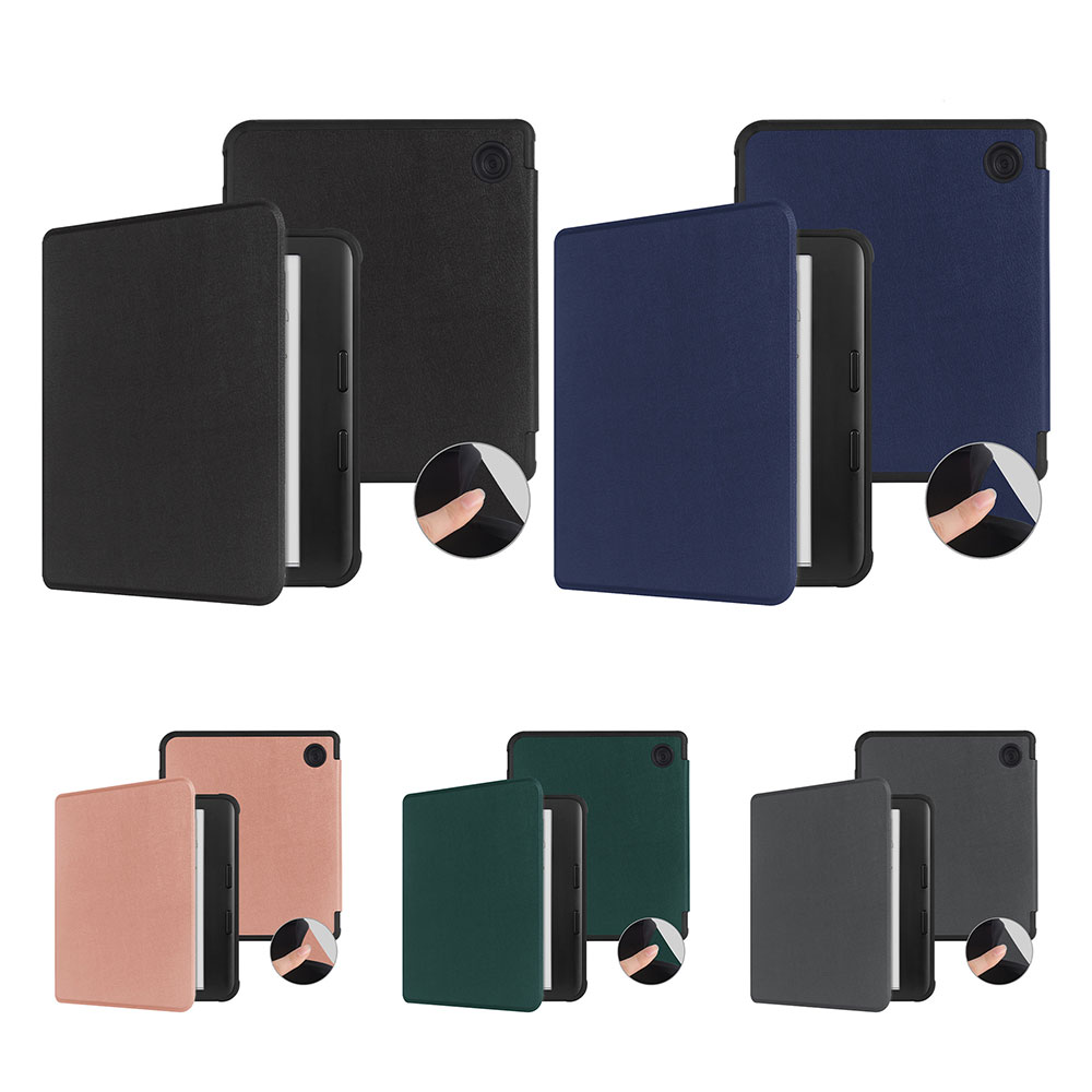 For Laudtec Kobo Libra 7 E-Reader Cover Pure Color Simple Business Style Auto Sleep/Wake Function Magnetic Leather Pbk313 for