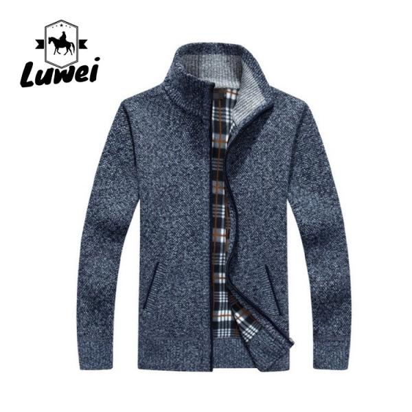 Full Zip Male Cardigan Clothing Zip Up Thicken Utility Knit Large Size Men Men's Sweaters Jackets with Pocket