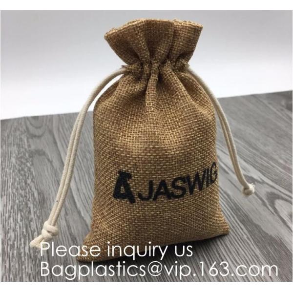 Candy Gift Pouch Bags with String Birthday Wedding Party Gift Jewlery Pouches Party Favor Jute Gift Bags Brown with Whit