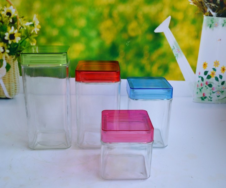 SET OF 4 PCS GLASS CANISTER