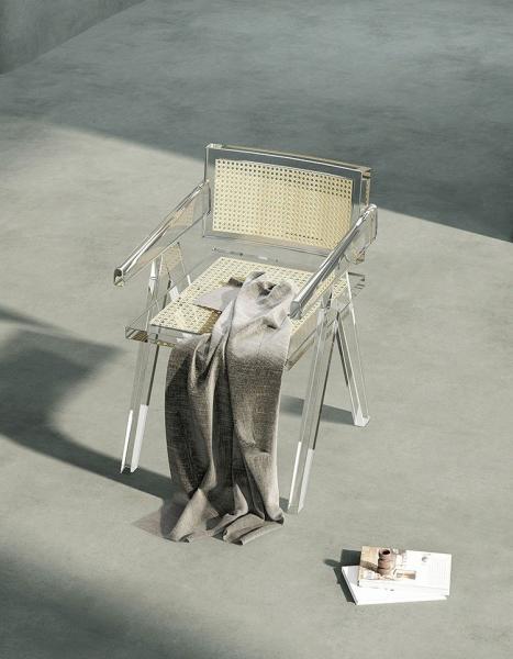 Modern Acrylic Stacking Kitchen Dining Room Arm Chair In Clear Fully Assembled Chair Transparent Plastic Dining