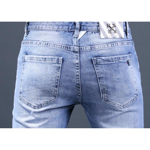 Customise Woven Autumn Mens Denim Jacket And Jeans Pants Mens Blasting On Legs