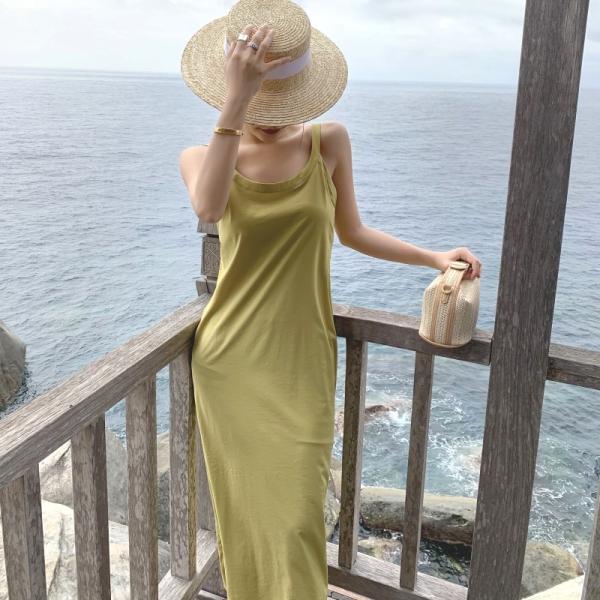 Sexy Solid Color Backless Summer Beach Vacation Dresses