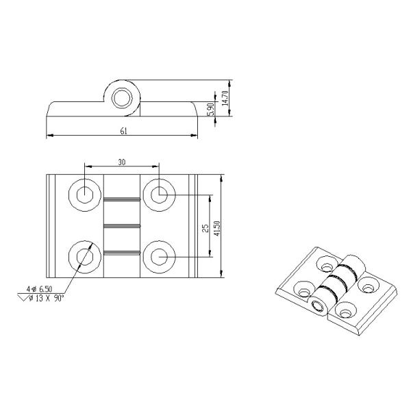 T3-T8 Aluminum Hardware Products Commercial Glass Door Hinges Heavy Duty
