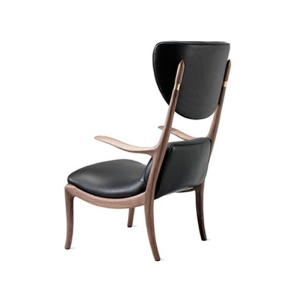 Elegent Solid Wood Accent Chair , Grey Leather Armchair Cow Leather Padded