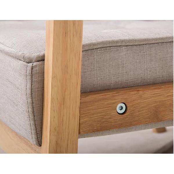 Solid Wood Minimalist Sofa 3 Seater Wooden Living Room Fabric Single Double