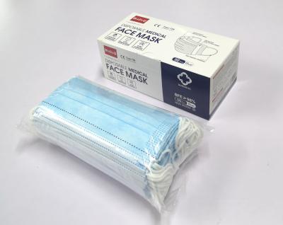 CE Certified Surgical Face Mask With Earloops , 3 Layers Hospital Face Mask Type IIR Face Mask
