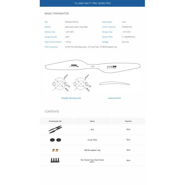 9x3 Inch Drone Propeller Blade High Strength Impact Resistant