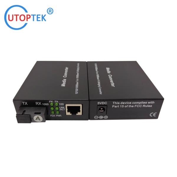 10/100/1000Mbps SM Bidi 20km Fiber media converter 1310/1550nm with DC5V power supply