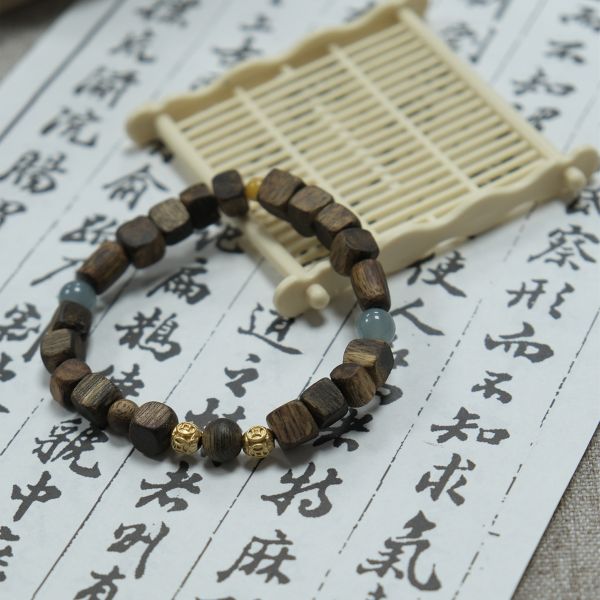 Turquoise Agate Agarwood Original Round Bead Bracelet