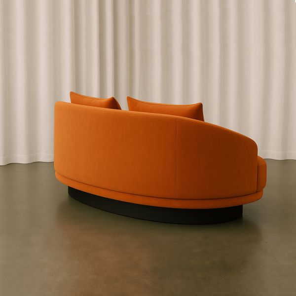 Sculptural Curved 2-Seater Sofa in Burnt Orange Upholstery SF-010