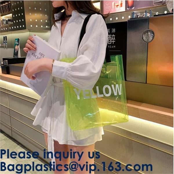 Clear Shopping Bag PVC Handbag Fashion Big Bags Jelly Package Large Transparent Tote Bag Shoulder Bag Leisure Beach Bag