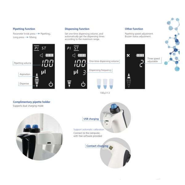 Pipeta electrónica 300ul de 8 canales del canal multi líquido de la transferencia
