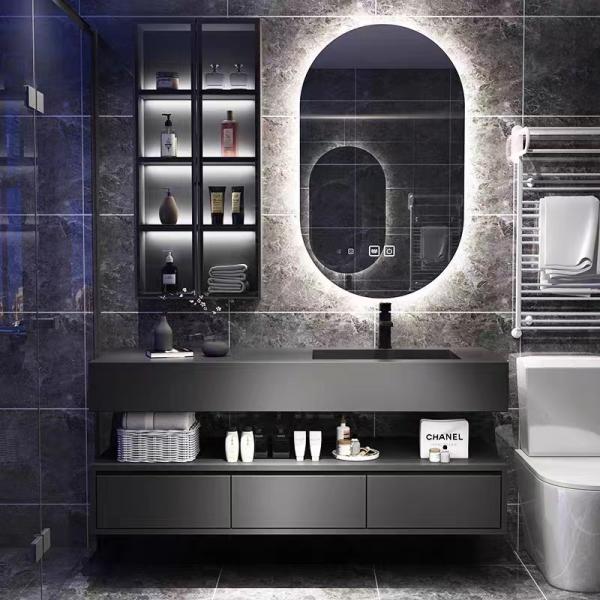 Luxury Rock Plate Integrated Bathroom Cabinet Hotel Toilet Wash Basin