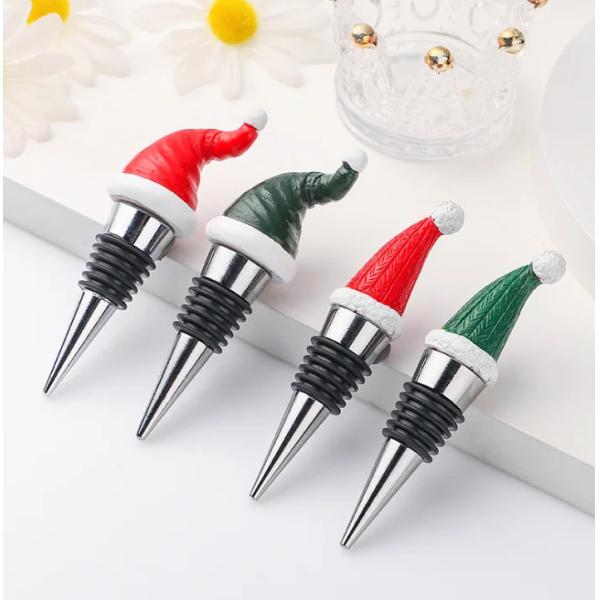 Tapones de vino de metal personalizados Tapón de botella de vino de silicona de goma navideña