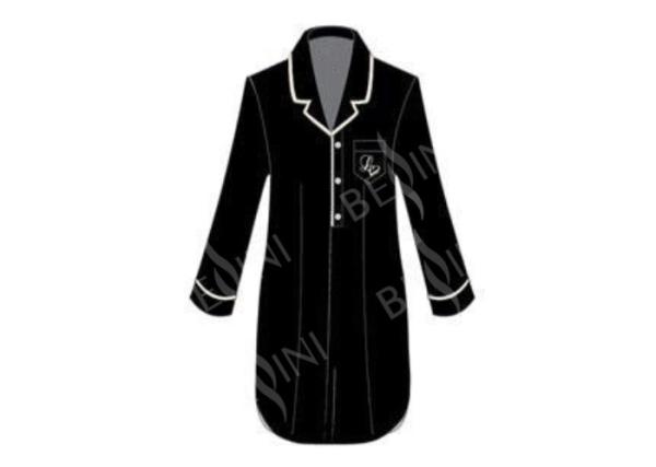 Black Plus Size Modal Sleepwear , Womens Long Sleeve Nightshirt Button Placket