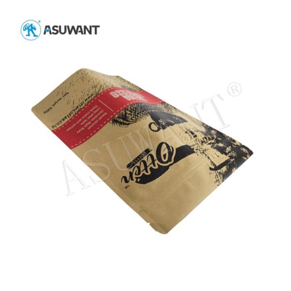 Sacos de papel inferiores de empacotamento de Brown Kraft do bloco do café com o entalhe do rasgo do zíper