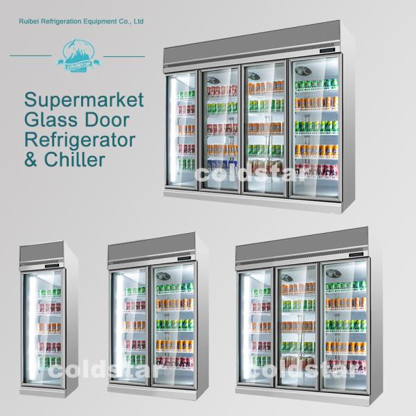 Supermarket Convenience Store 2~8ºC Transparent Glass Door Upright Fridge