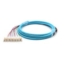 LC UPC 12 Núcleos PVC Bundle Fan Out Fibra Ótica Pigtail Multimode OM3 Jaqueta de Água