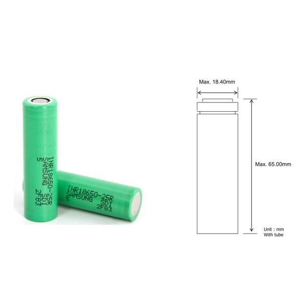 Батарея ИНР18650 25Р фосфата лития электрического инструмента 20А перезаряжаемые одна гарантия года