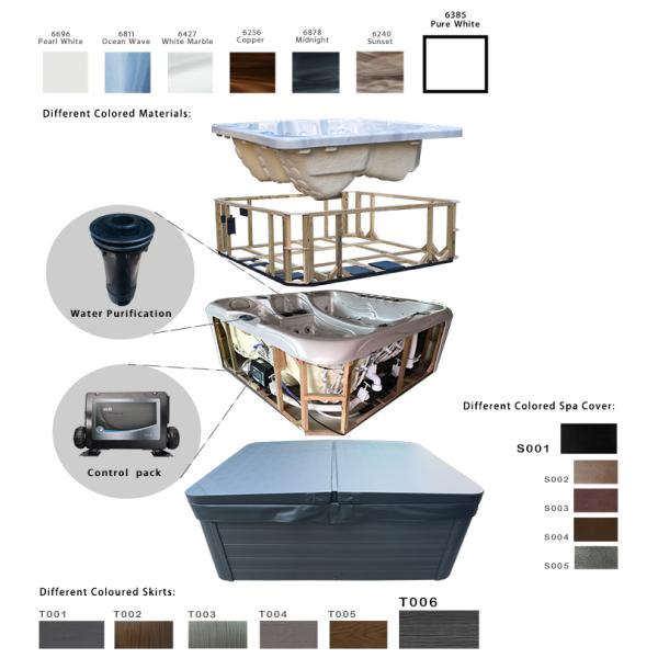 Tina caliente del balneario libre del hotel del jardín con el sistema de control del balboa