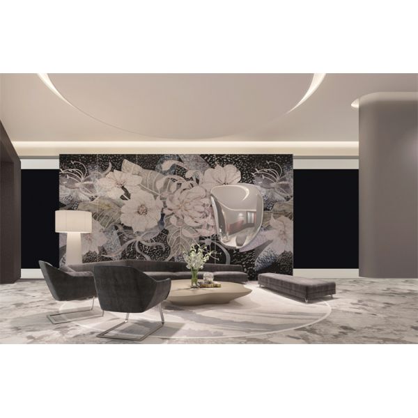 Flowers Artistic Decorative Stone Slab For Entrance Hall Impact Resistance