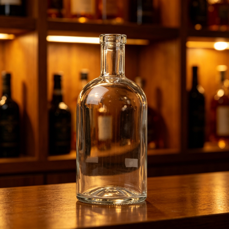 High White 750ml Glass Liquor Bottles  Cork Top For Rum 520g CY-836
