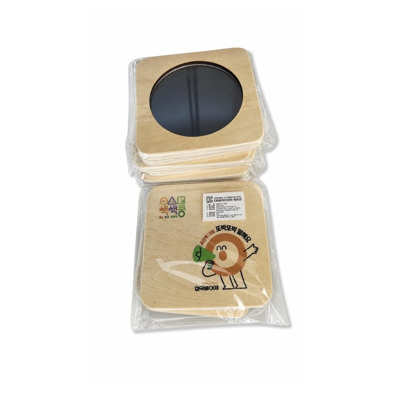 Packaged Travel Themed Wooden Coaster Set