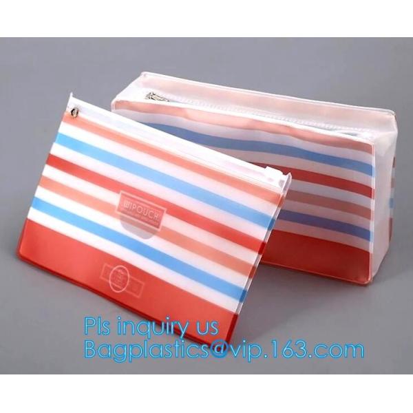 Zip lock frosted plastic slider PVC zipper packing bag for underwear / clothing / cosmetic, slider bag makeup zipper bag